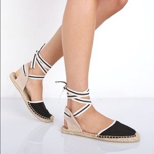 Soludos Black Flat Lace-Up Espadrilles - 10